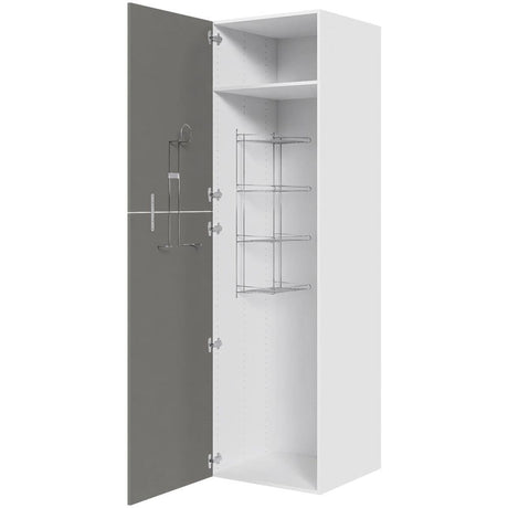 Multi-Living Køkken ekstra højt kosteskab i Cibo Grigio H: 214,4 cm D: 60,0 cm - Inklusiv 1 hylde, 1 trådreol, 1 slangeholder - Bredde: 60 cm