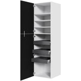 Multi-Living Køkken ekstra højt linnedskab i Cibo Nero H: 214,4 cm D: 60,0 cm - Inklusiv 4 hylder samt 3 bakker. - Bredde: 60 cm