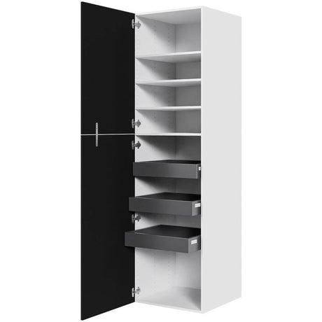 Multi-Living Køkken ekstra højt linnedskab i Cibo Nero H: 214,4 cm D: 60,0 cm - Inklusiv 4 hylder samt 3 bakker. - Bredde: 60 cm