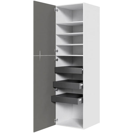 Multi-Living Køkken ekstra højt linnedskab i Cibo Grigio H: 214,4 cm D: 60,0 cm - Inklusiv 4 hylder samt 3 bakker. - Bredde: 60 cm