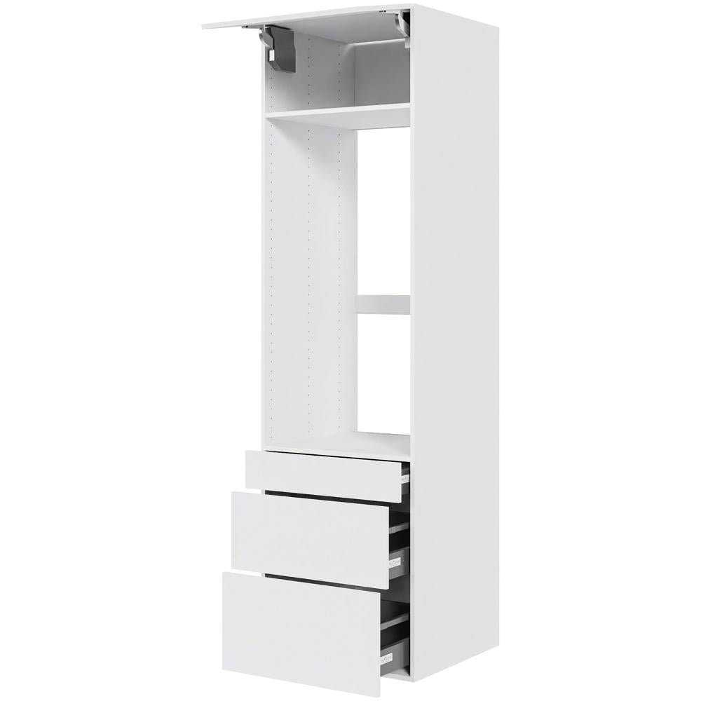 Multi-Living XL Indbygningsskab til ovn/microovn 60 cm med toplåge, 2 hylder og 3 skuffer med deludtræk