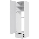 Multi-Living XL Romantik Indbygningsskab til køl 60 cm med toplåge, skuffe og låge - fuldudtræk