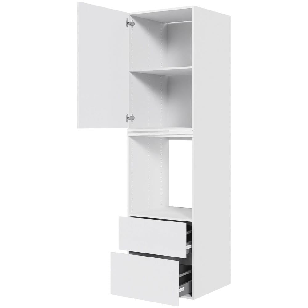 Multi-Living XL Indbygningsskab til ovn/microovn 60 cm med 3 hylder, alurist, låge og 2 skuffer med deludtræk