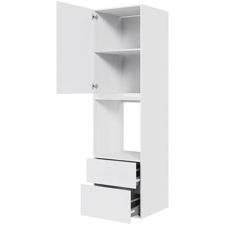 Multi-Living XL Indbygningsskab til ovn/microovn 60 cm med 3 hylder, alurist, låge og 2 skuffer med deludtræk