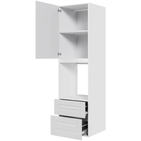 Multi-Living XL Romantik Indbygningsskab til ovn/microovn 60 cm med 3 hylder, alurist, låge og 2 skuffer - deludtræk