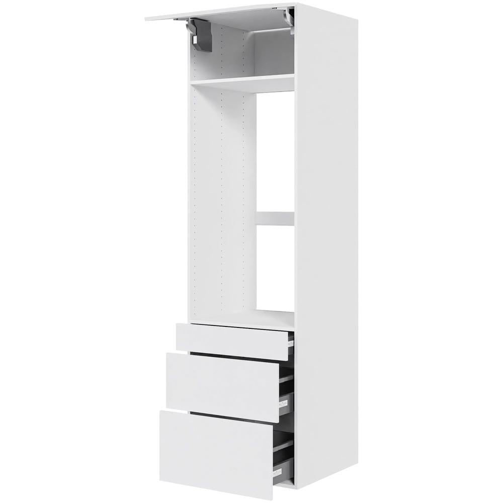 Multi-Living XL Indbygningsskab til ovn/microovn 60 cm med toplåge, 2 hylder og 3 skuffer med fuldudtræk