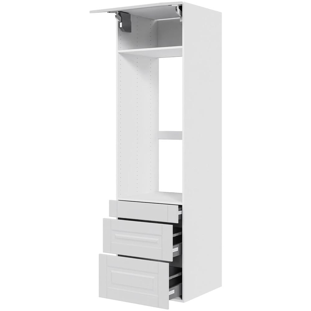 Multi-Living XL Romantik Indbygningsskab til ovn/microovn 60 cm med toplåge, 2 hylder og 3 skuffer - fuldudtræk