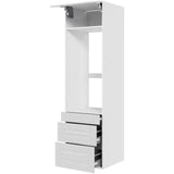 Multi-Living XL Romantik Indbygningsskab til ovn/microovn 60 cm med toplåge, 2 hylder og 3 skuffer - fuldudtræk