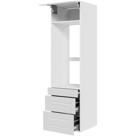 Multi-Living XL Romantik Indbygningsskab til ovn/microovn 60 cm med toplåge, 2 hylder og 3 skuffer - fuldudtræk