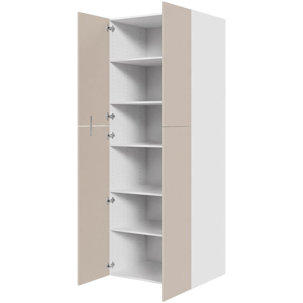 Multi-Living Køkken ekstra højt hyldeskab i Cibo Sabbia 123 H: 214,4 cm D: 60,0 cm - 2 delt låge inklusiv 5 hylder - Bredde: 80 cm