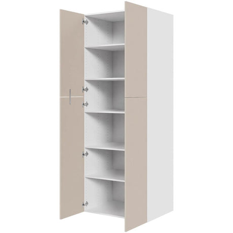 Multi-Living Køkken ekstra højt hyldeskab i Cibo Sabbia 123 H: 214,4 cm D: 60,0 cm - 2 delt låge inklusiv 5 hylder - Bredde: 80 cm