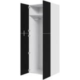 Multi-Living Ekstra højt bøjleskab i Cibo Nero H: 214,4 cm D: 60,0 cm - 2-delt låge inklusiv 1 hylde samt 1 oval bøjlestang - Bredde: 80 cm