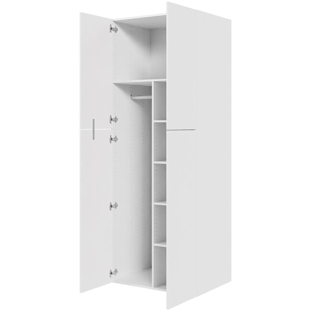 Multi-Living Ekstra højt combiskab i Malet Hvid Front H: 214,4 cm D: 60,0 cm - 2 låger inklusiv 4 hylde samt 1 oval bøjlestang. - Bredde: 80 cm