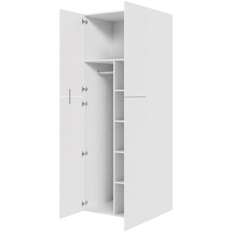 Multi-Living Ekstra højt combiskab i Malet Hvid Front H: 214,4 cm D: 60,0 cm - 2 låger inklusiv 4 hylde samt 1 oval bøjlestang. - Bredde: 80 cm
