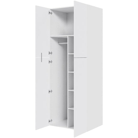 Multi-Living Ekstra højt combiskab i Hvid Front H: 214,4 cm D: 60,0 cm - 2 låger inklusiv 4 hylde samt 1 oval bøjlestang i bredde: 80 cm