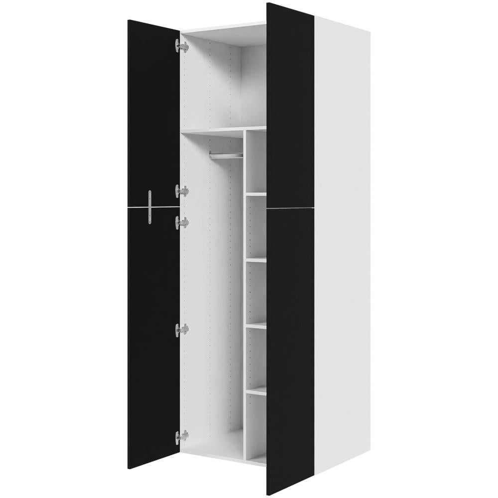 Multi-Living Ekstra højt combiskab i Cibo Nero H: 214,4 cm D: 60,0 cm - 2 låger inklusiv 4 hylde samt 1 oval bøjlestang. - Bredde: 80 cm