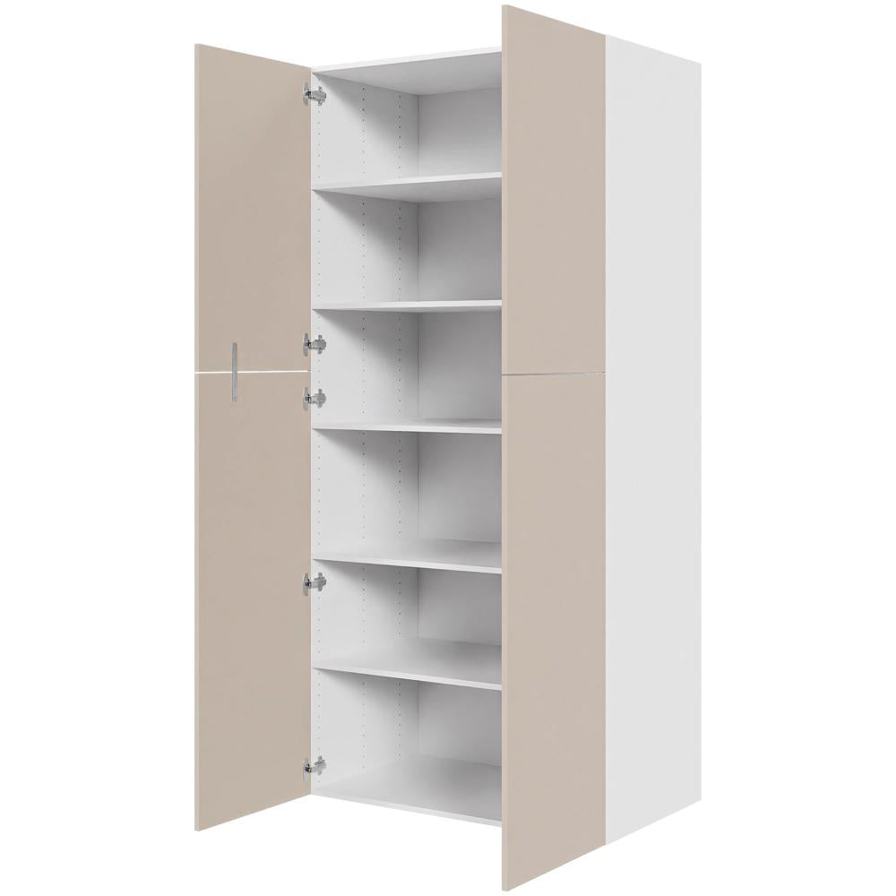 Multi-Living Køkken ekstra højt hyldeskab i Cibo Sabbia 123 H: 214,4 cm D: 60,0 cm - 2 delt låge inklusiv 5 hylder - Bredde: 100 cm