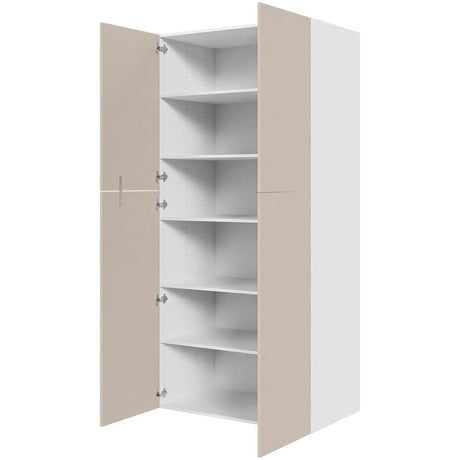 Multi-Living Køkken ekstra højt hyldeskab i Cibo Sabbia 123 H: 214,4 cm D: 60,0 cm - 2 delt låge inklusiv 5 hylder - Bredde: 100 cm