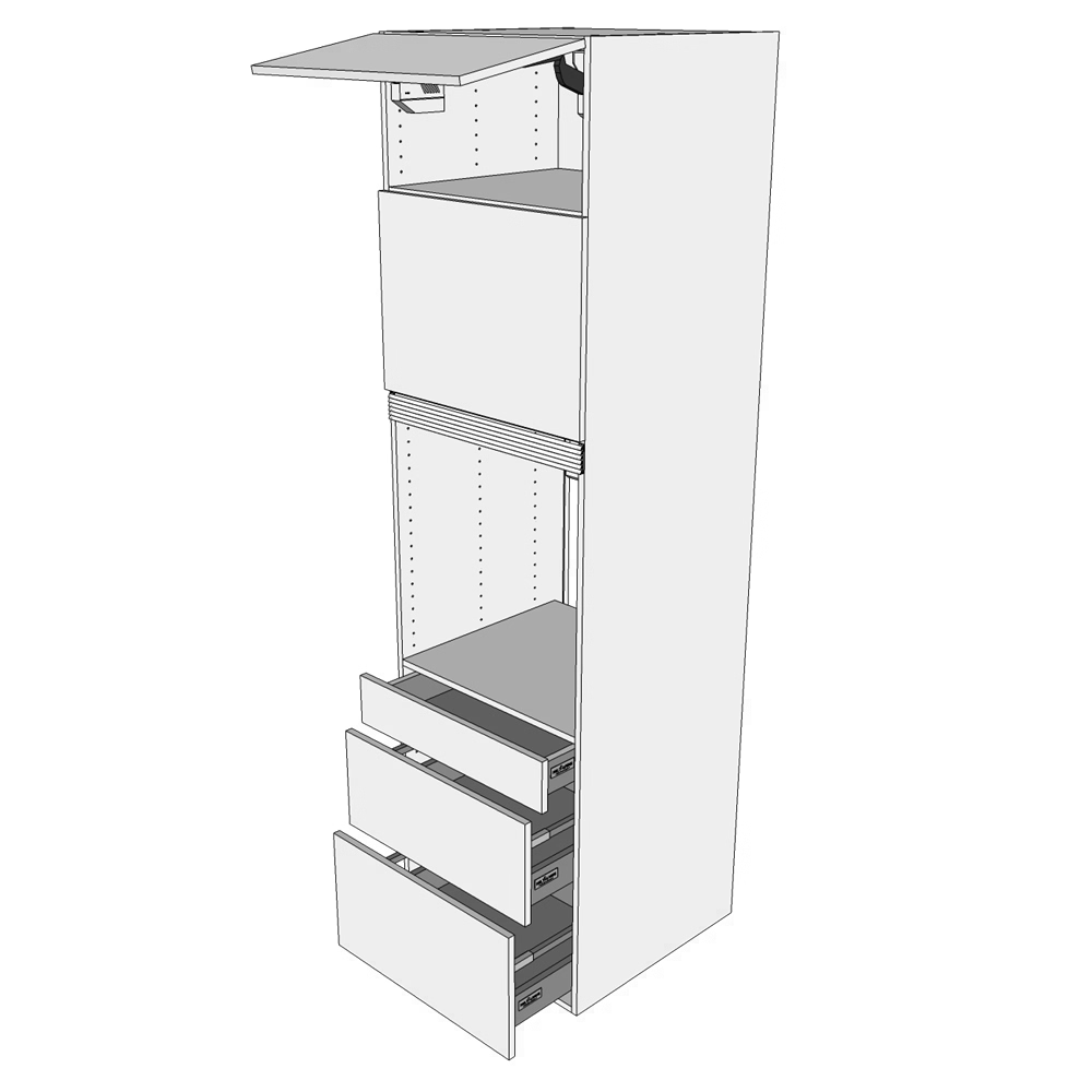 Multi-Living XL Indbygningsskab til ovn og skjult micro i Cibo Verde 120 H: 214,4 cm D: 58,0 cm B: 60 cm - med fuldudtræk og softluk