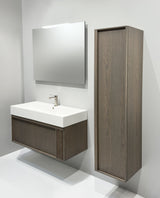 Badhøjskab fra Nordskab i røget eg finer - B 352 x H 1500 x D 367 mm - vendbar låge