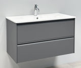 Nordskab badsæt i Grå - bredde 100 cm med Solid Surface badborplade