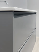 Nordskab badsæt i Grå - bredde 100 cm med Solid Surface badborplade