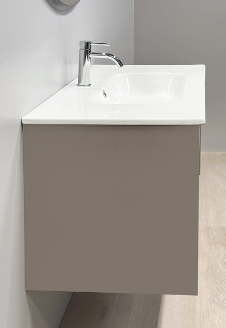 Nordskab badsæt i Cocoa brun - bredde 120 cm med Solid Surface badborplade