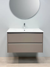 Nordskab badsæt i Cocoa brun - bredde 100 cm med Solid Surface badborplade