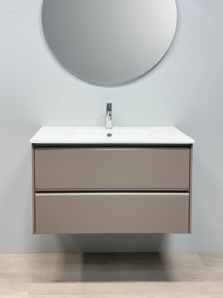 Nordskab badsæt i Cocoa brun - bredde 100 cm med Solid Surface badborplade