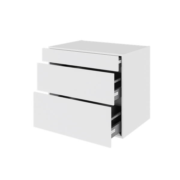 Multi-Living Køkken skuffeskab i Hvid Front H: 70,4 cm D: 60,0 cm - 3 skuffer fuldtudtræk og softluk - Bredde: 80 cm