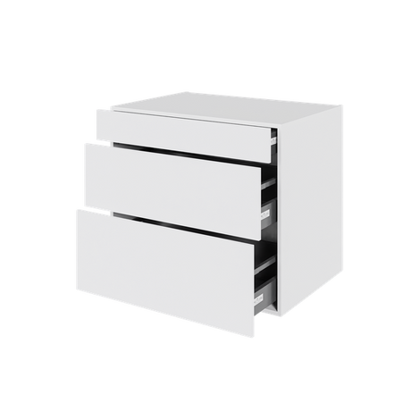 Multi-Living Køkken skuffeskab i Hvid Front H: 70,4 cm D: 60,0 cm - 3 skuffer fuldtudtræk og softluk - Bredde: 80 cm