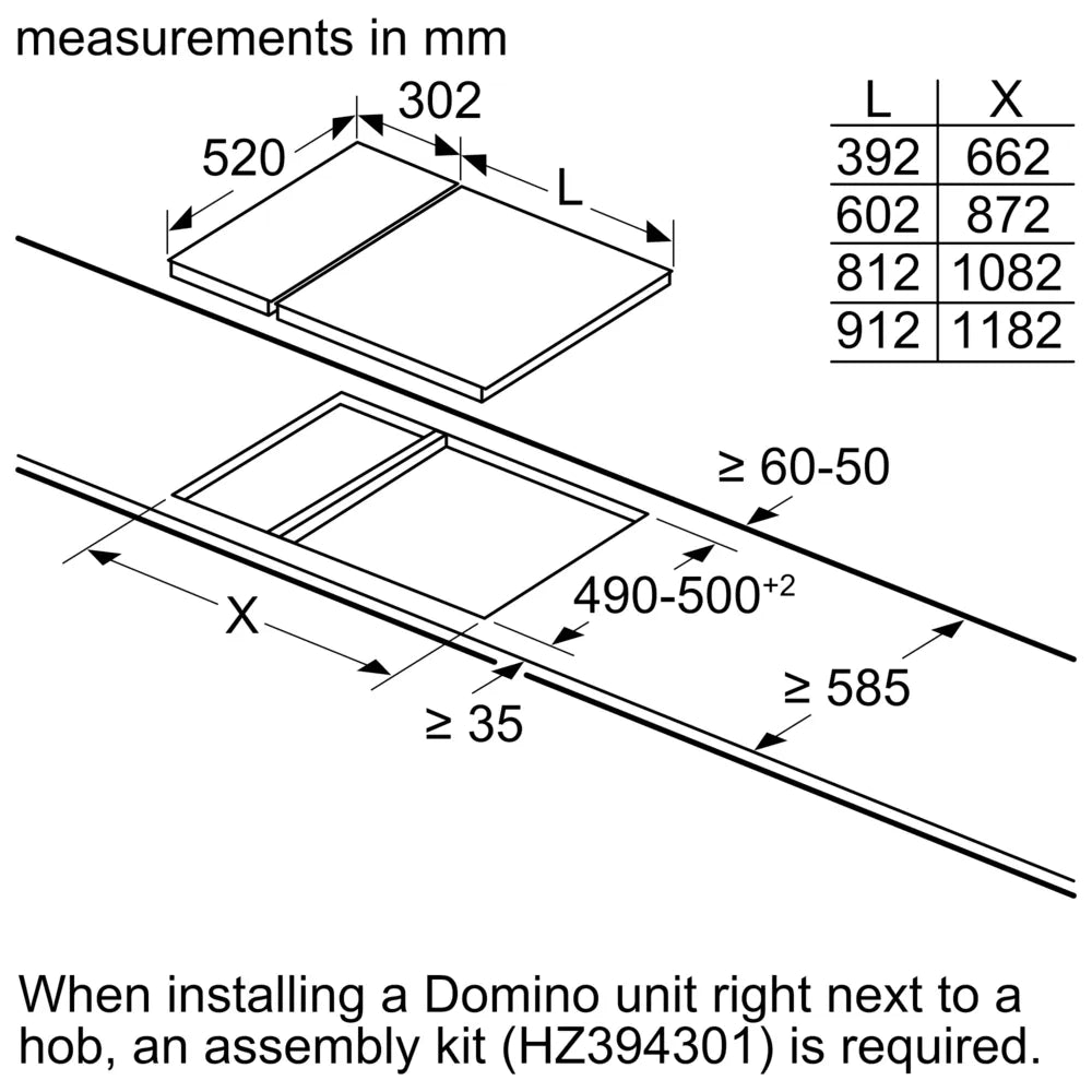 iQ100 Domino induktionskogeplade 30 cm overflademontering med ramme - EH375FBB1E