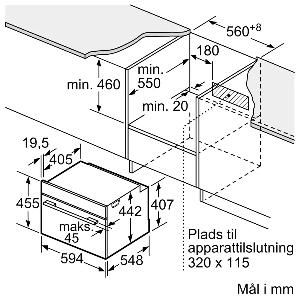 Kompakt Ovn m/mikro 45l m/disp - Siemens iQ700 - CM978GNB1 - 60x45 cm sort