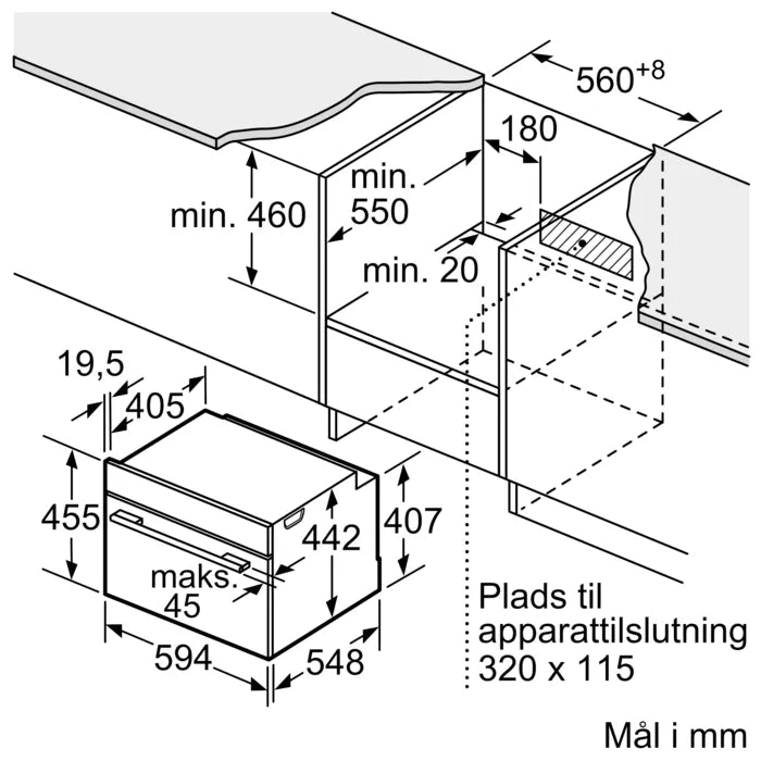 Kompakt ovn med mikro 45l m/disp - Siemens iQ700 - CM924G1B1S - 60x45 cm sort
