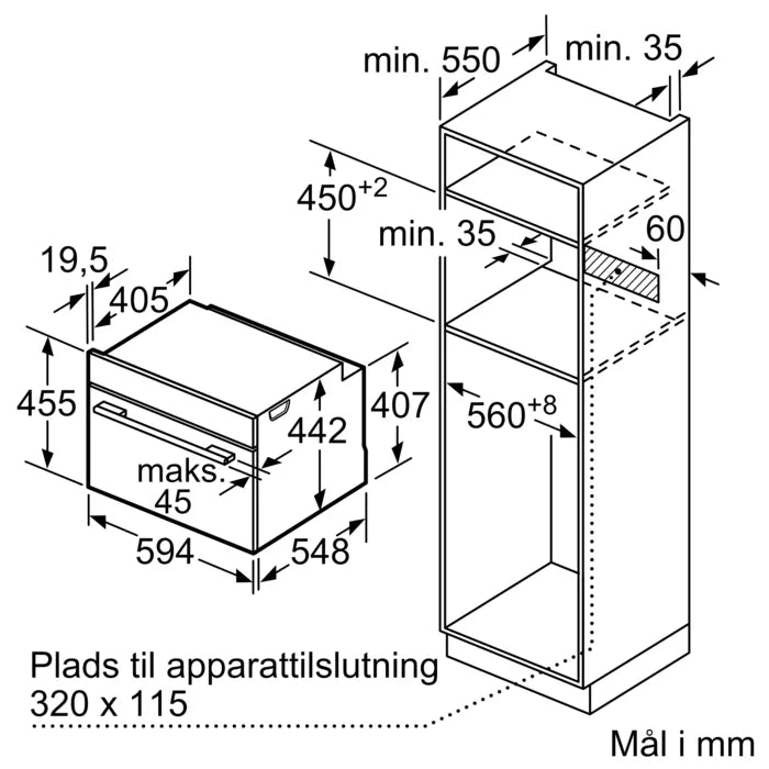 Kompakt ovn med mikro 45l m/disp - Siemens iQ700 - CM924G1B1S - 60x45 cm sort