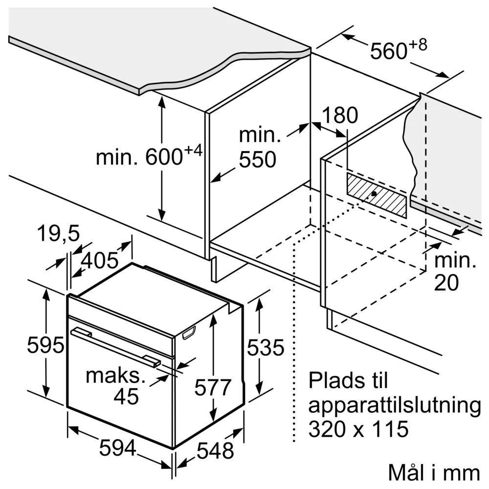 Dampovn til indbygning 60 x 60 cm i Sort - Siemens iQ700 - HS958GCB1