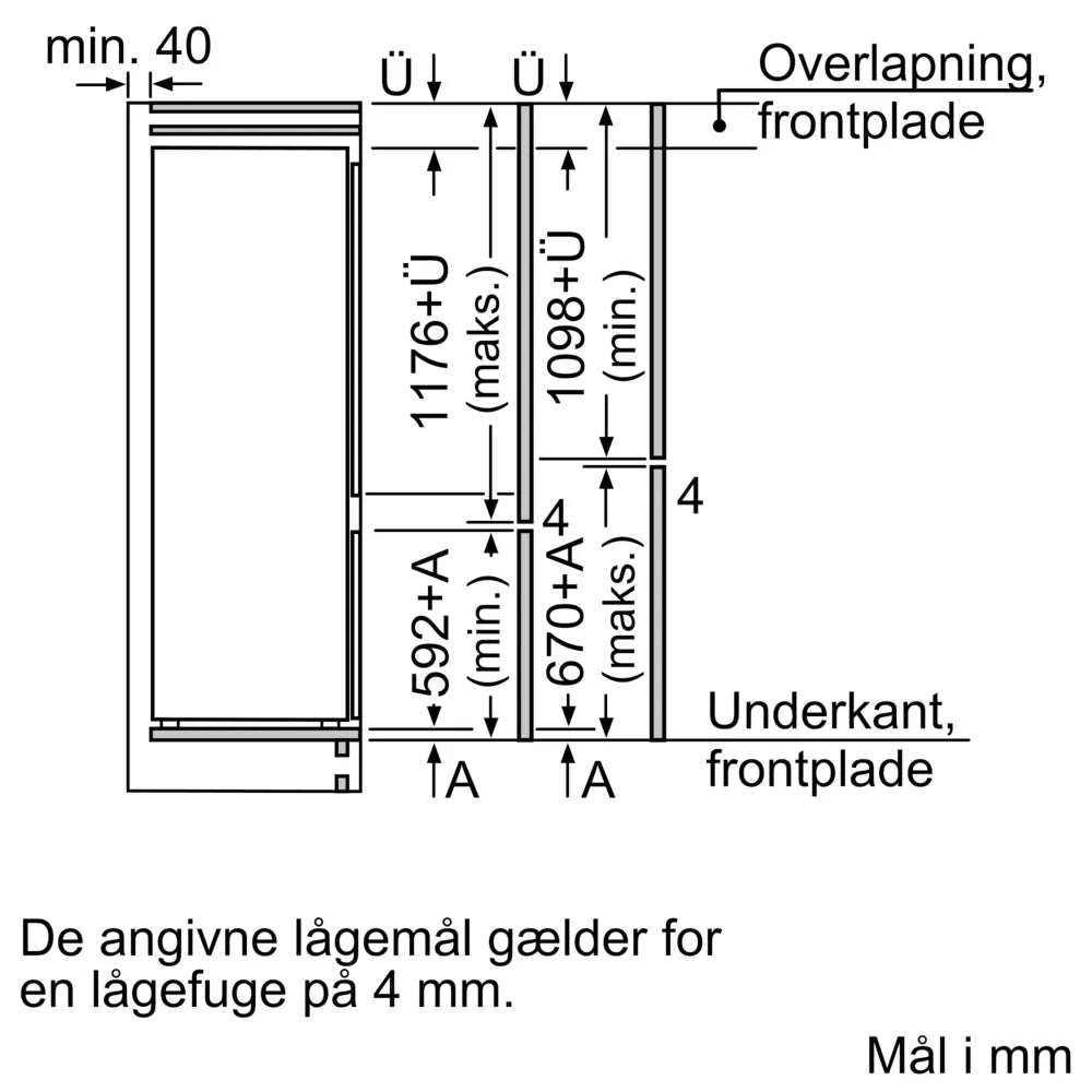 Integrerbart køle-/fryseskab 177.2 x 54.1 cm glidende hængsel - Siemens iQ300 - KI87VVSE0