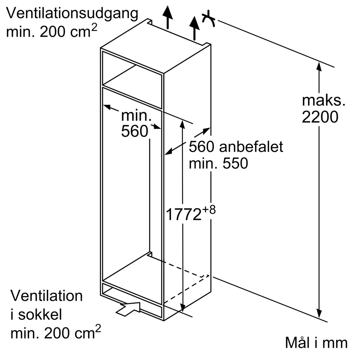 Integrerbart køleskab 177.5 x 56 cm - iQ500 - Siemens KI81RADD0