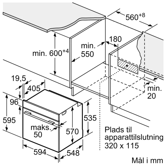 Indbygningsovn med dampfunktion 60 x 60 cm i Sort - IQ300 - Siemens HQ472G0B3