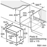Indbygningsovn 60 x 60 cm i Sort - IQ500 - Siemens HB478G5B7
