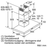 iQ300 Væghængt emhætte 90 cm Rustfrit stål - LC97BHM50