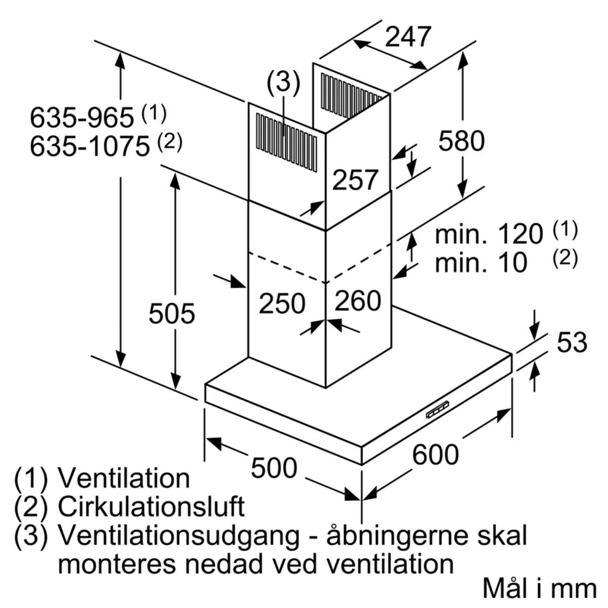 iQ300 Væghængt emhætte 60 cm Rustfrit stål - LC67BHM50