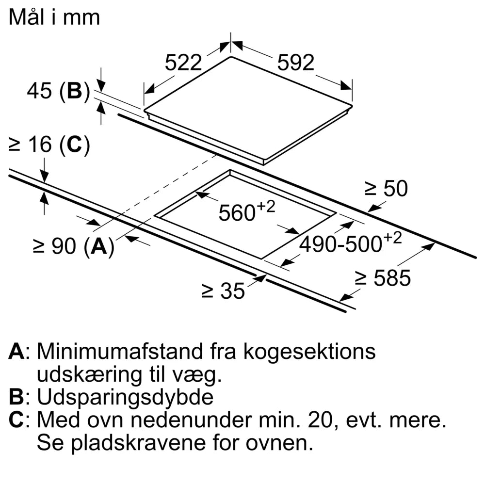 iQ100 Glaskeramisk kogeplade 60 cm overflademontering uden ramme - ET611HE17E