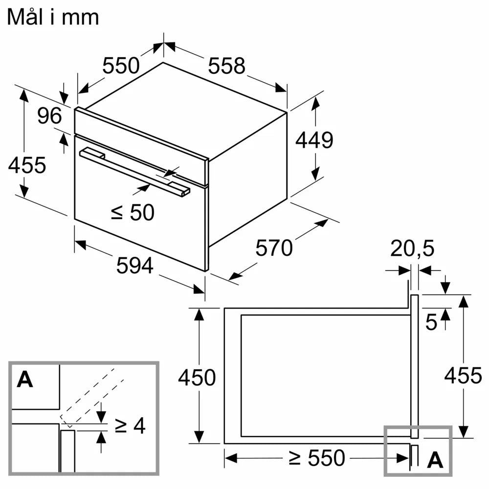 Integreret mikrobølgeovn med varmluft 60 x 45 cm i sort - Siemens iQ500 - CM485AGB1B