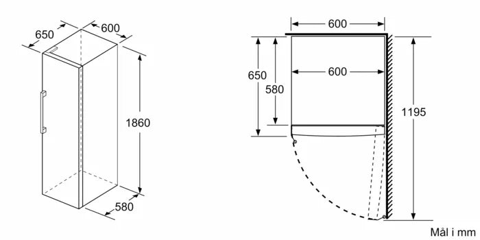 iQ300 Fryseskab 186 x 60 cm Sort stål med antifingerprint  - GS36NVXEV