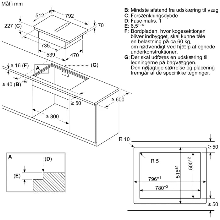 Kogeplade 80cm. Plano Induk m/indb Emfang HC - Siemens iQ700 - EX800NX68E