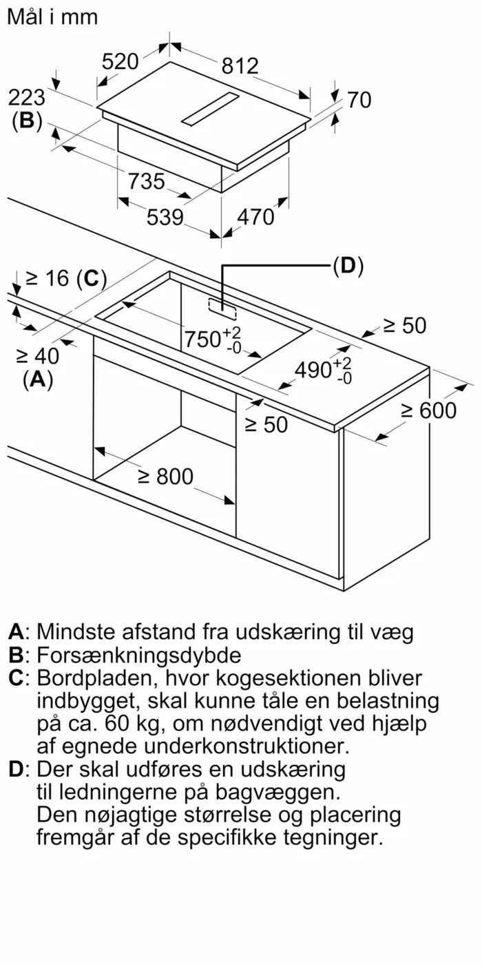 Kogeplade 80cm Induktion m/indb. Emfang HC og overflademontering med ramme - Siemens iQ700 - EX870NX68E