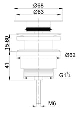 Bundventil til Solid Surface badbordplade - farve Arctic White