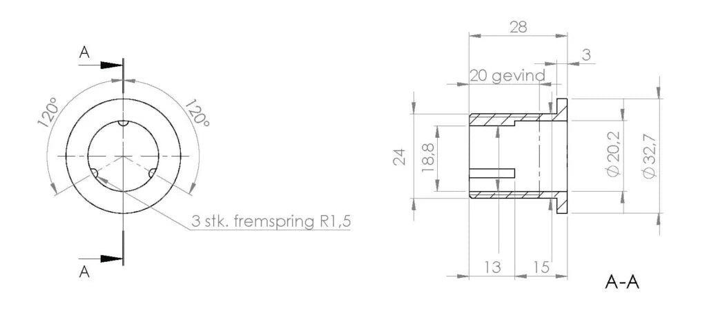 Overløbsstuds / PU-lakering i Mat Bronze look til Marmorline badbordplader