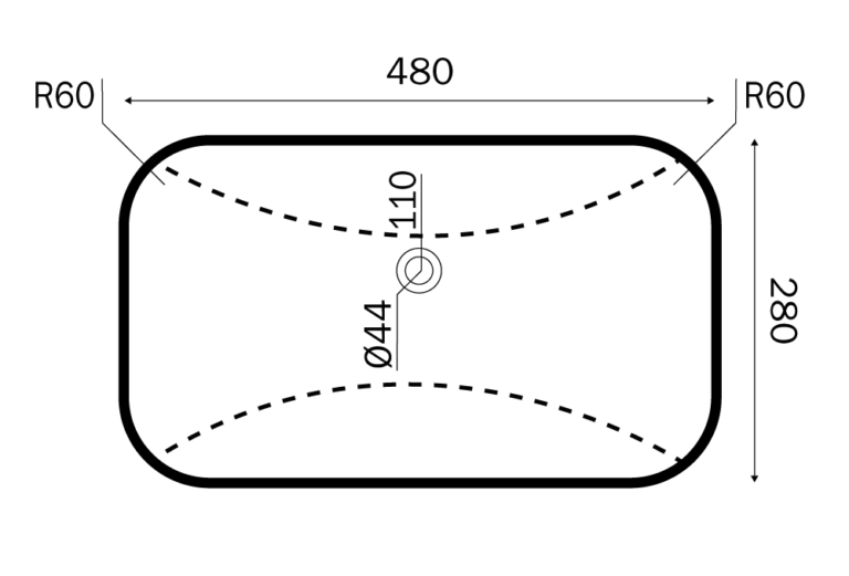 Glas vask Nice dybde 48 cm